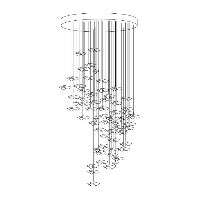 San De Chandelier, Modern Square Glass Spiral Long Pendant Chandelier